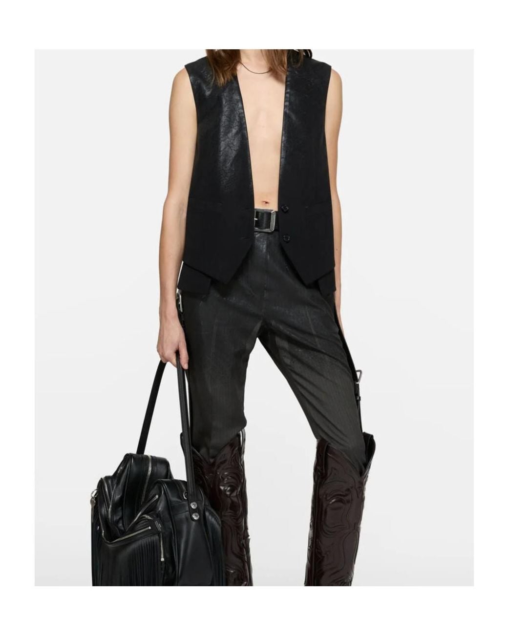 Acne Black V-Neck Buttoned Vest