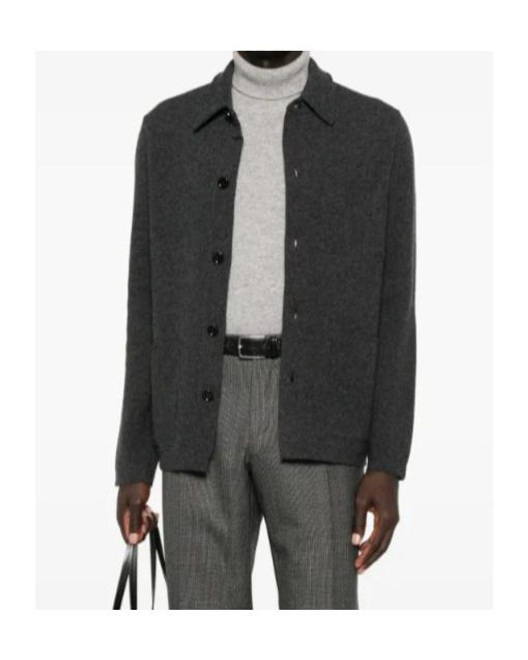Lardini Black Buttoned Patch-Pocket Cardigan for men