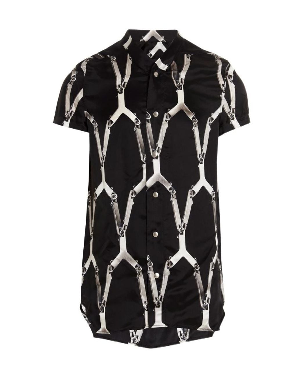 Rick Owens Black Printed Button Shirt for men