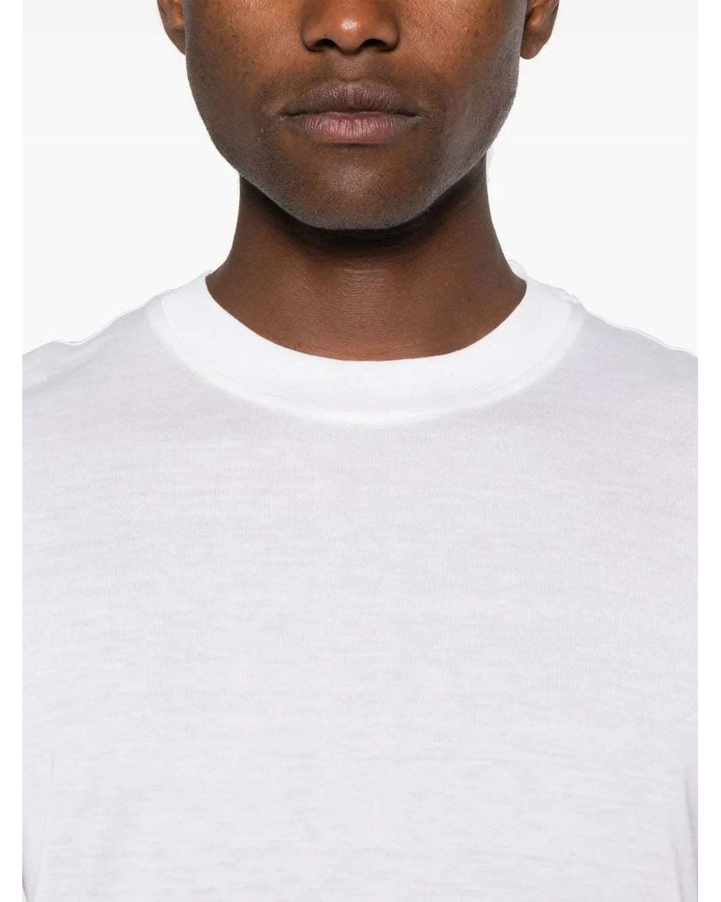 PT01 White Pt Torino Plain Lightweight Crewneck T-Shirt for men