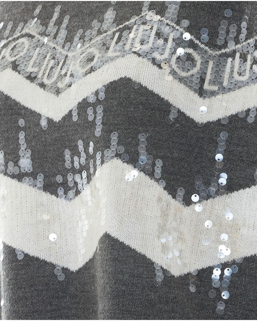Liu Jo Gray Sequined Intarsia Knitted Sweater