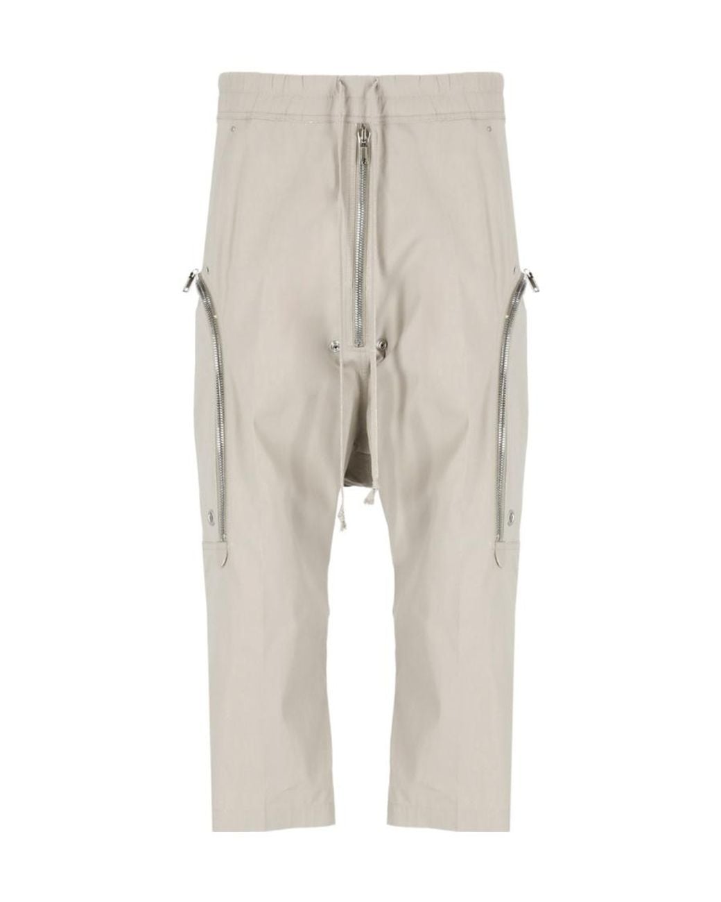 Rick Owens Natural Zip Detailed Drawstring Trousers for men
