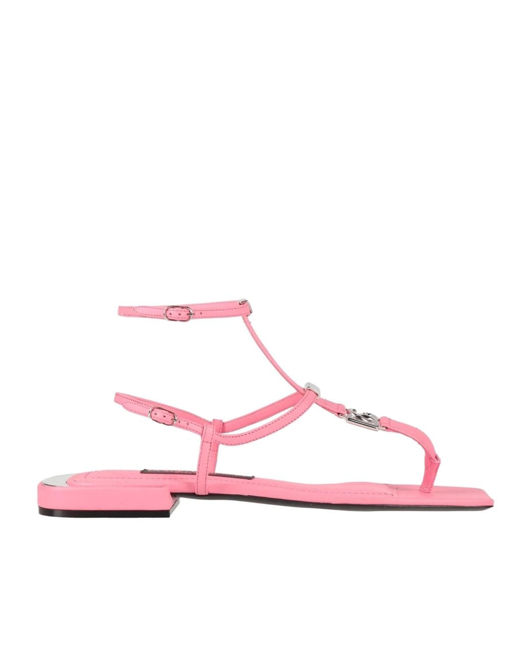 Dolce & Gabbana Pink Minimalist Leather Sandals