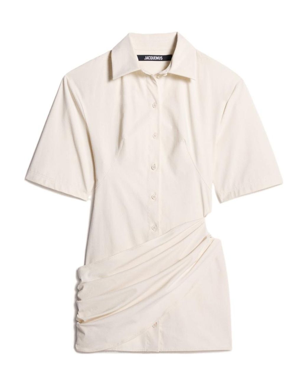 Jacquemus Natural Camisa Draped Mini Shirt Dress