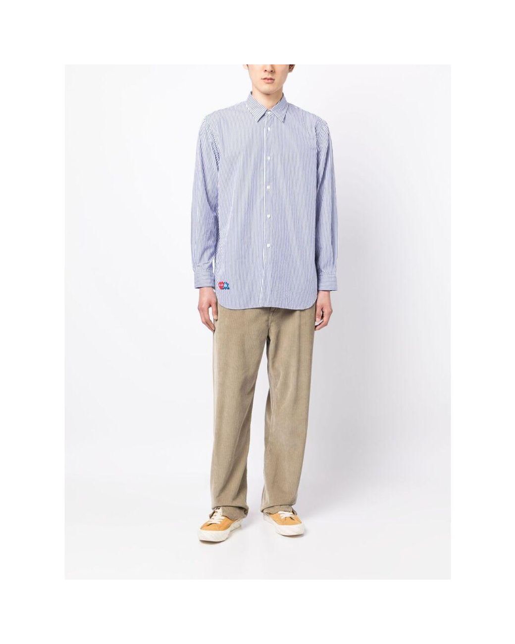 COMME DES GARÇONS PLAY Blue Lapel Long-Sleeved Shirt for men
