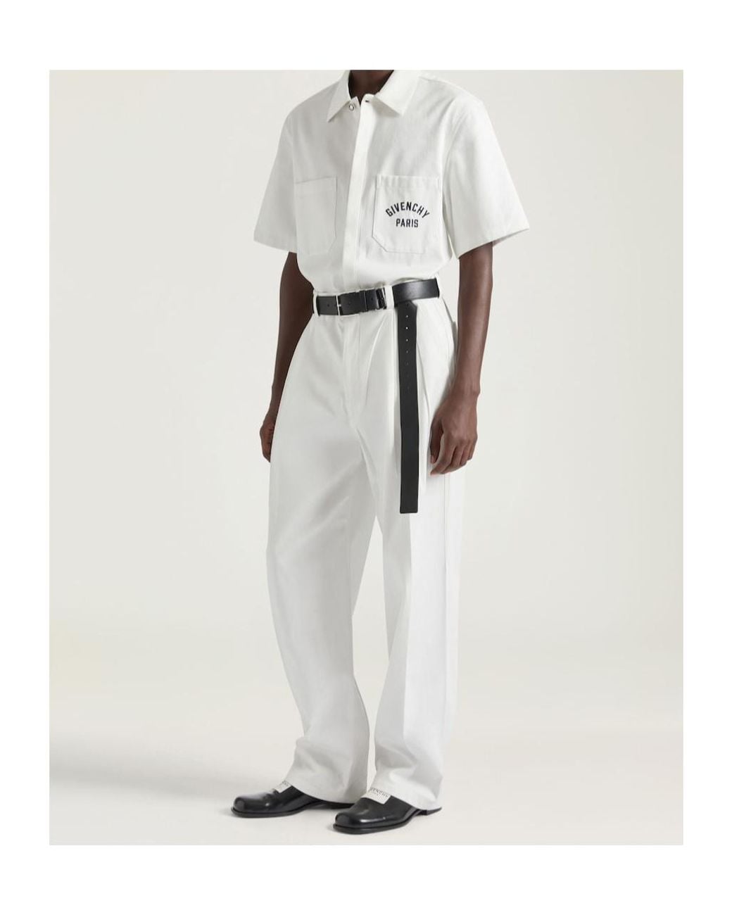 Givenchy White Paris Signature Embroidered Short-Sleeved Shirt for men