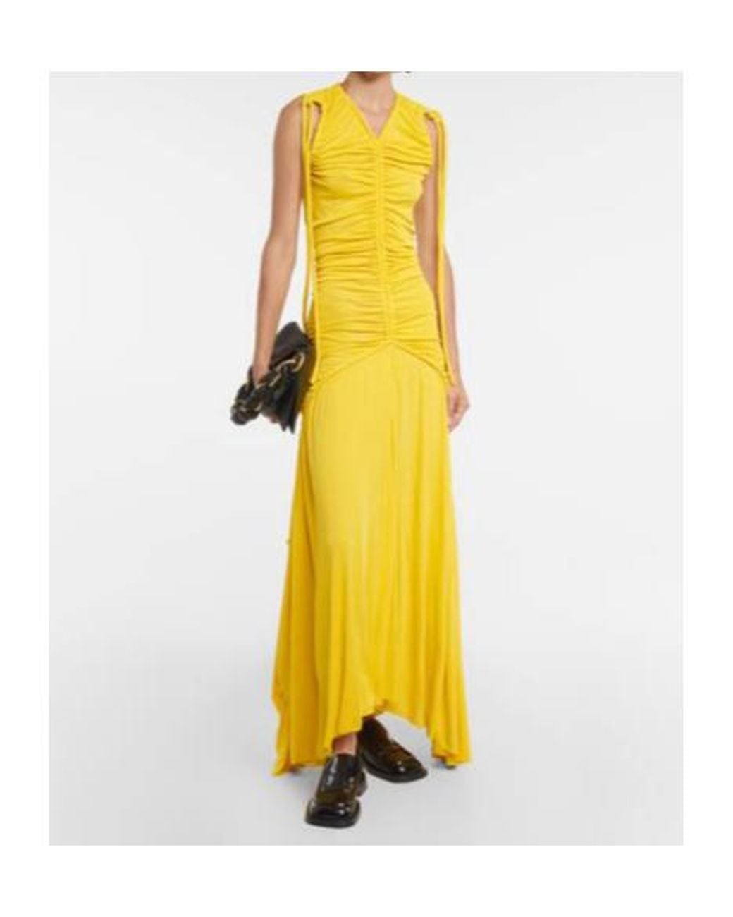 Proenza Schouler Yellow Ruched Jersey Maxi Dress