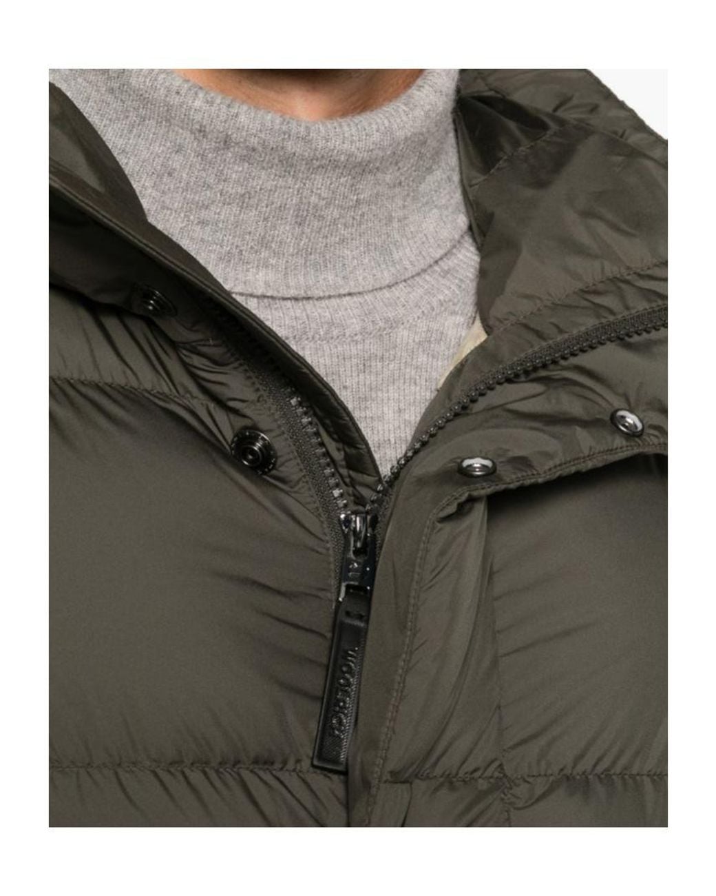 Woolrich Green Hooded Quilted Down Jacket for men