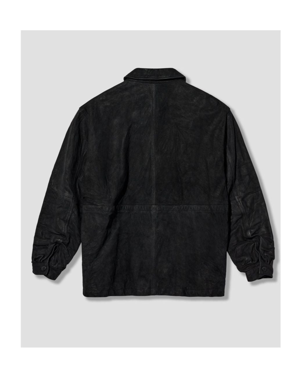 Visvim Black Button-Front Long-Sleeve Leather Jacket for men