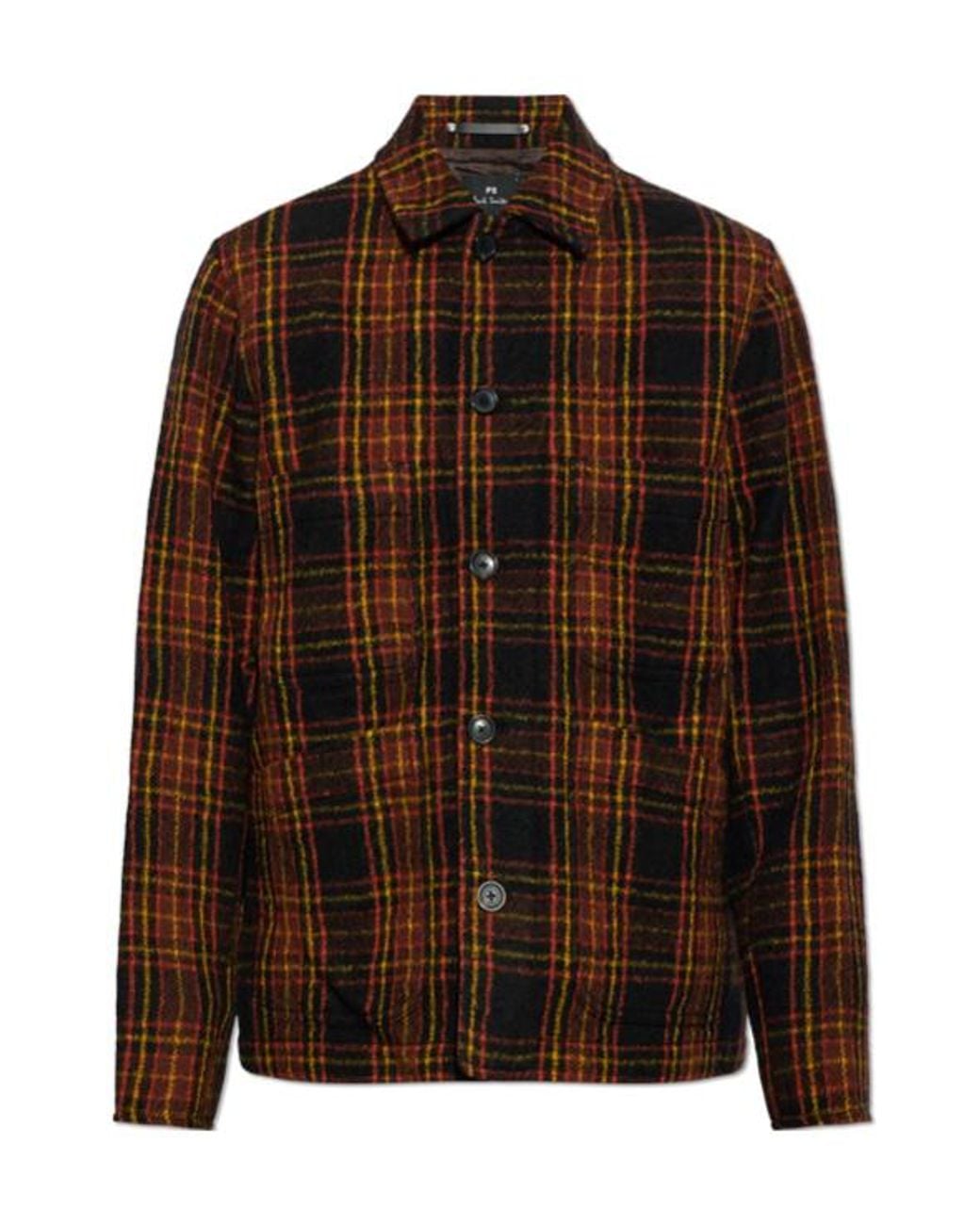 Paul Smith Brown Wool-Blend Plaid Casual Jacket for men