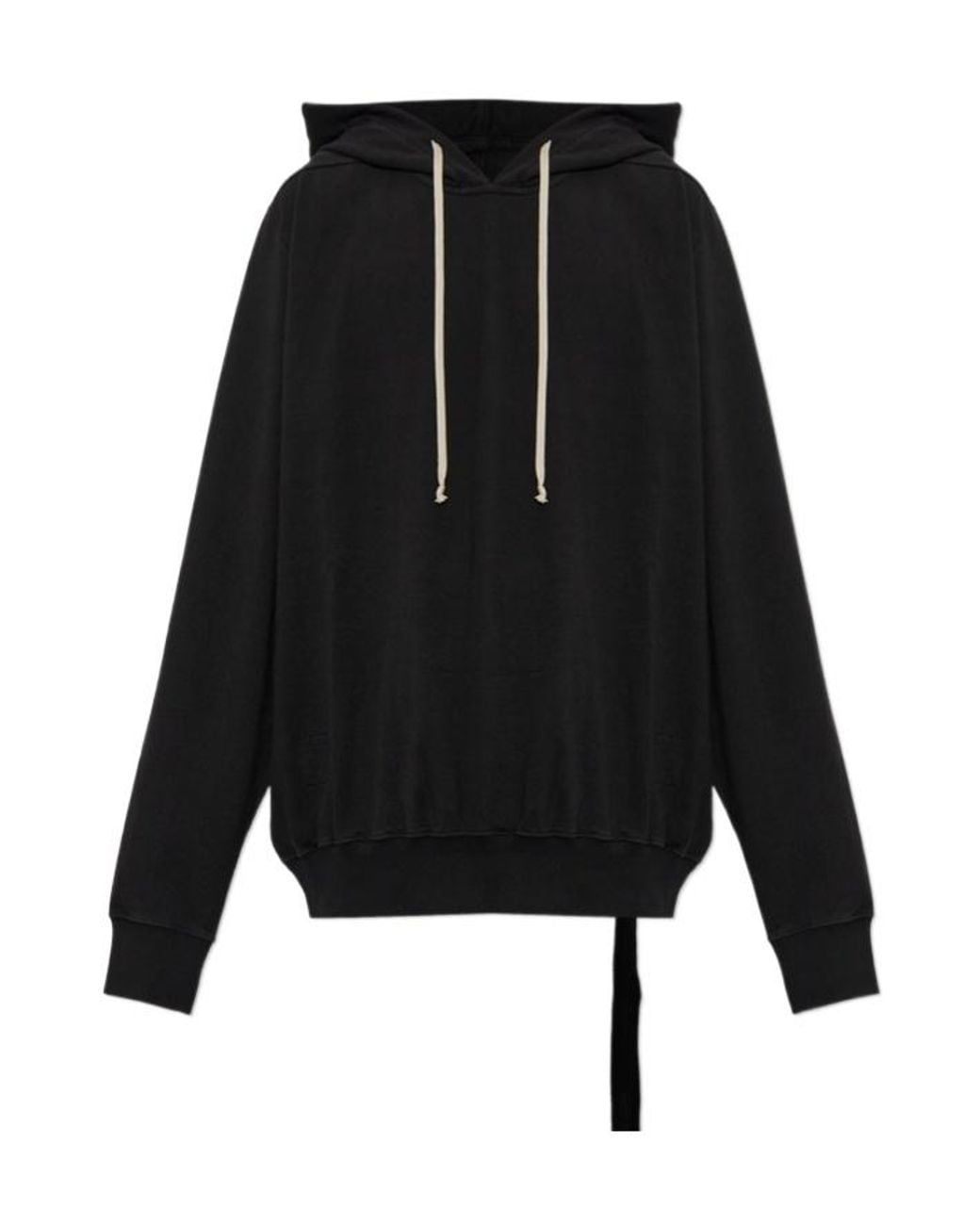 Rick Owens Black Oversized Drawstring Hoodie for men