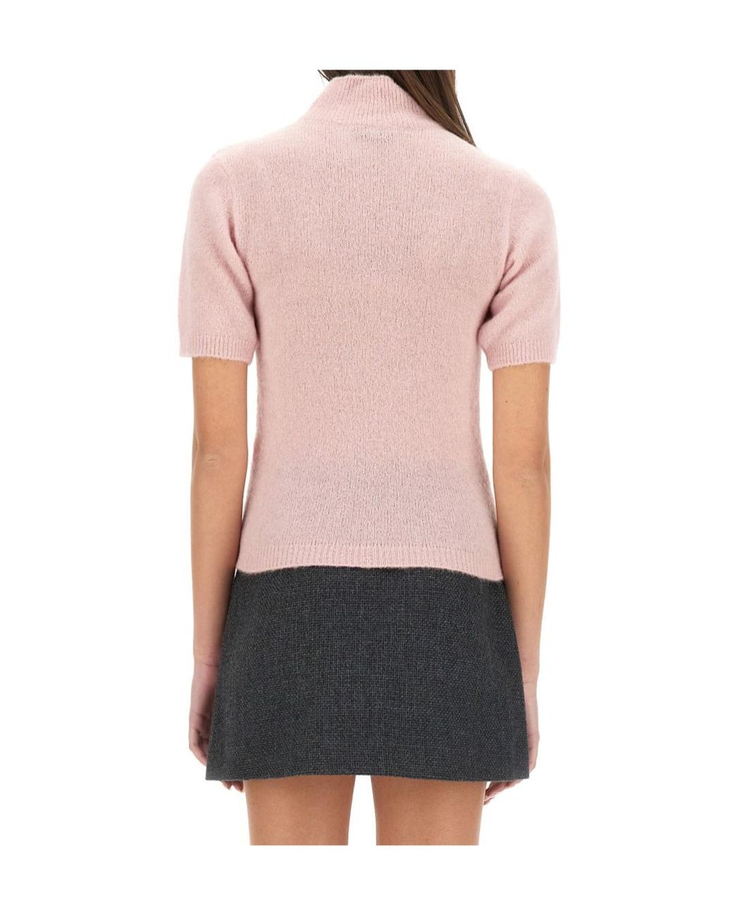 A.P.C. Purple High-Neck Short-Sleeved Jumper