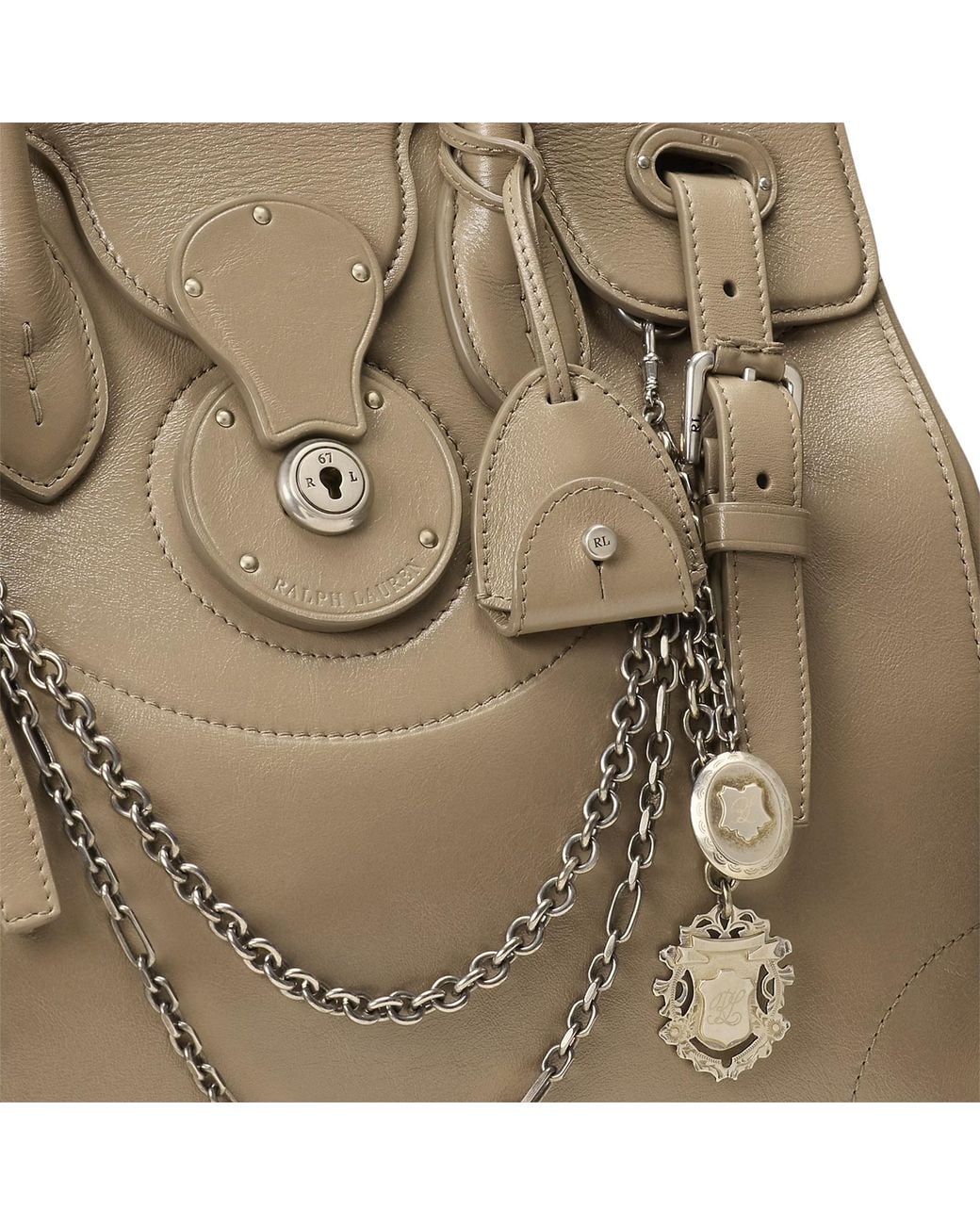 Ralph Lauren Natural Ricky 33 Charm-Detail Tote Bag