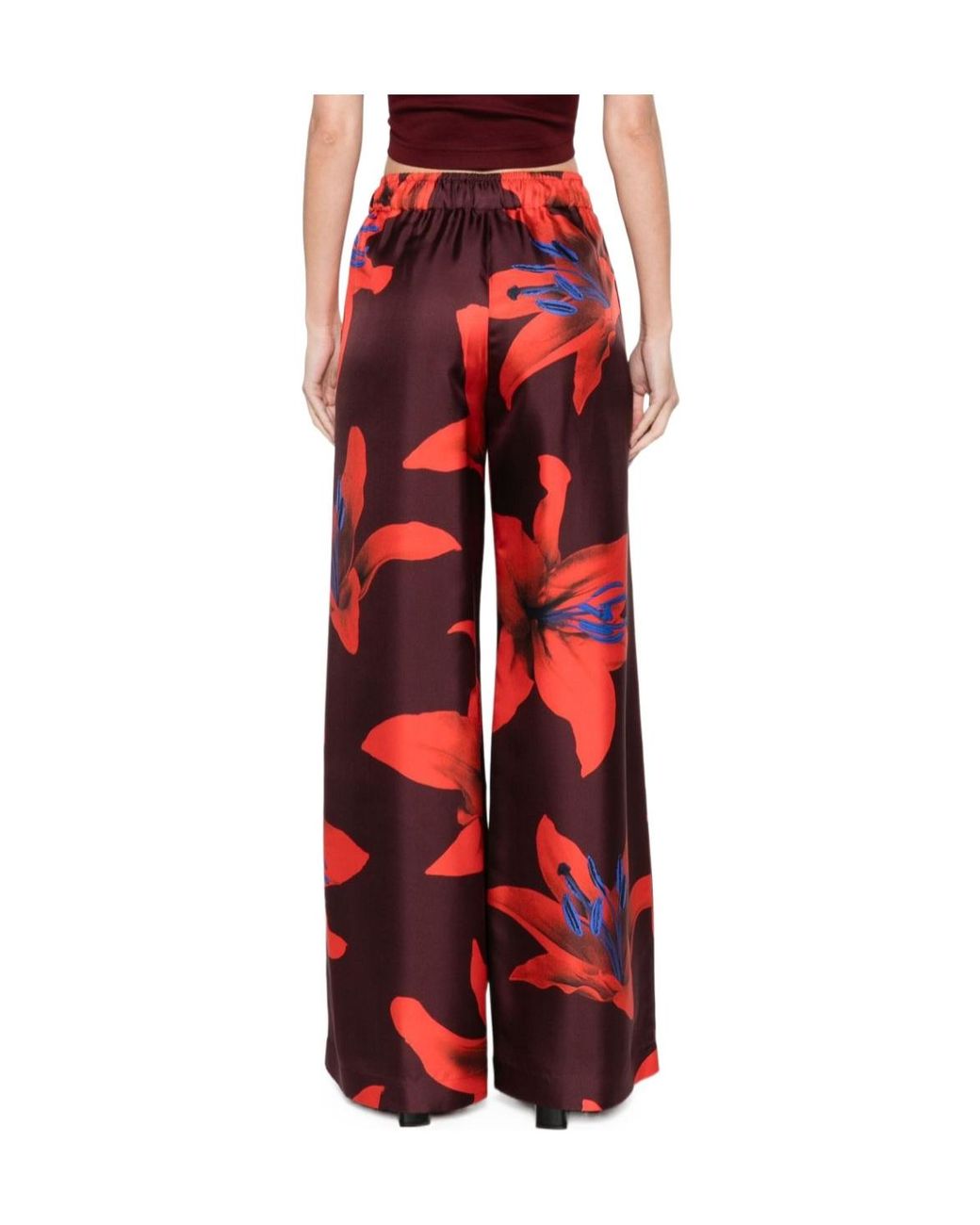 McQueen Red Floral Print Pants