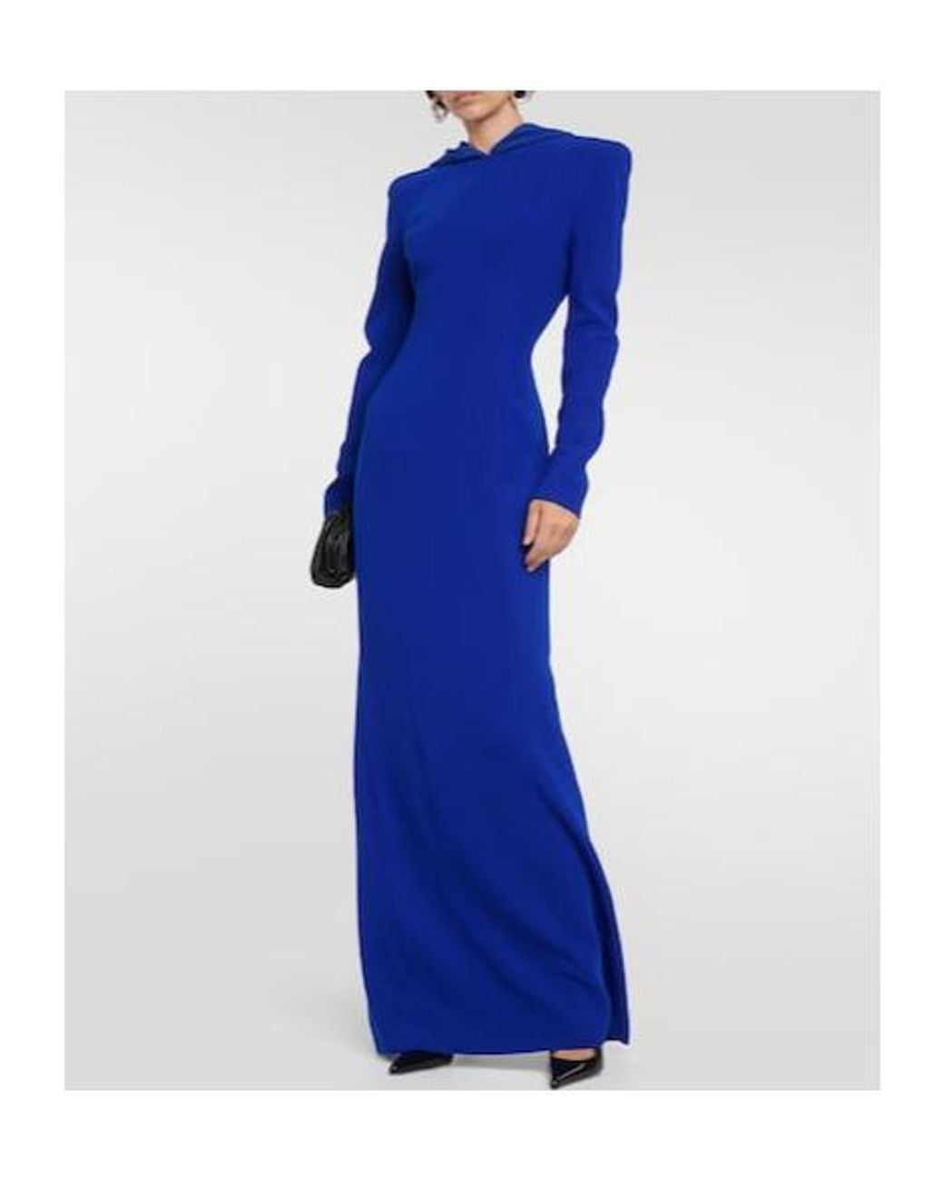 Monot Blue Hooded Crêpe Maxi Dress