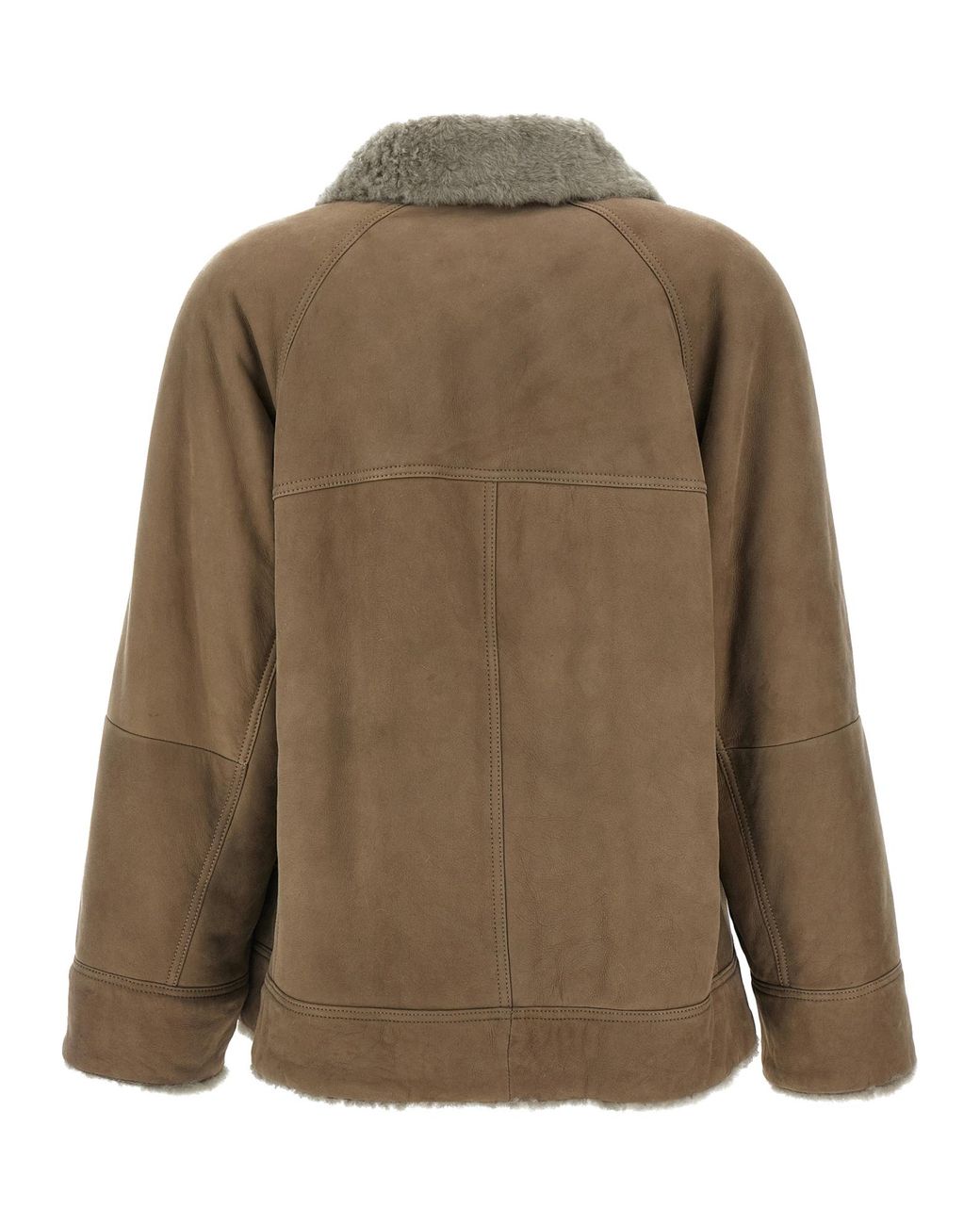 Brunello Cucinelli Brown Fuzzy Outerwear Jacket