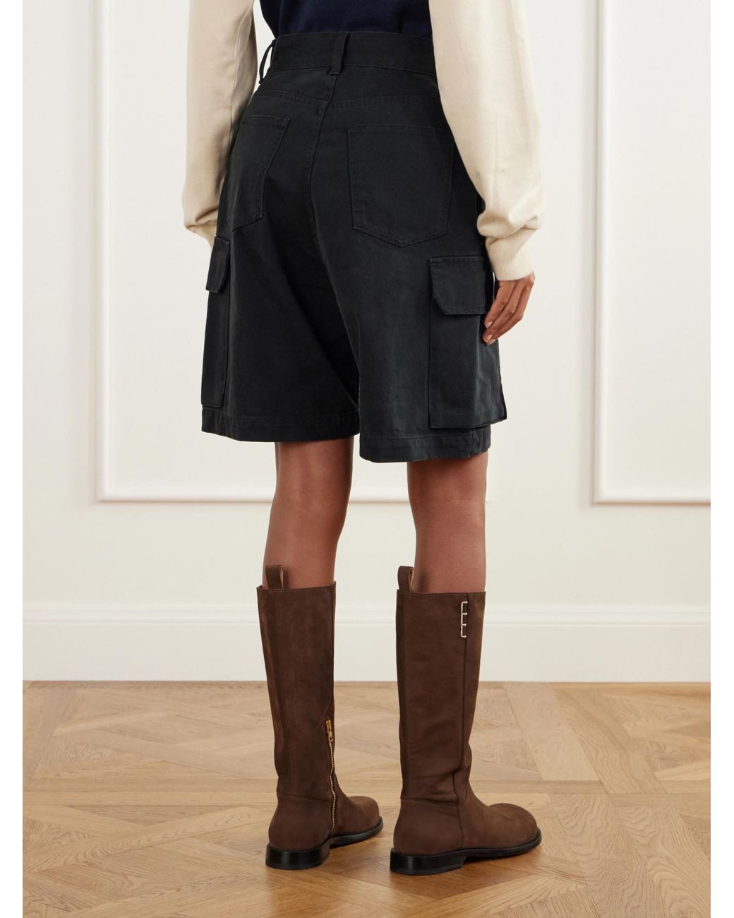 J.W. Anderson Black Twisted Patch Pocket Cotton-Twill Shorts