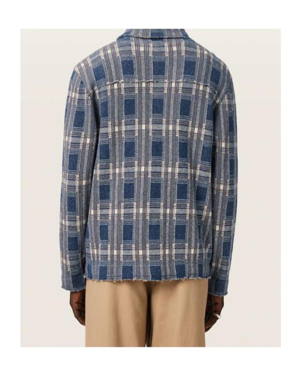 AllSaints Blue Solmar Check-Pattern Knitted Cardigan for men