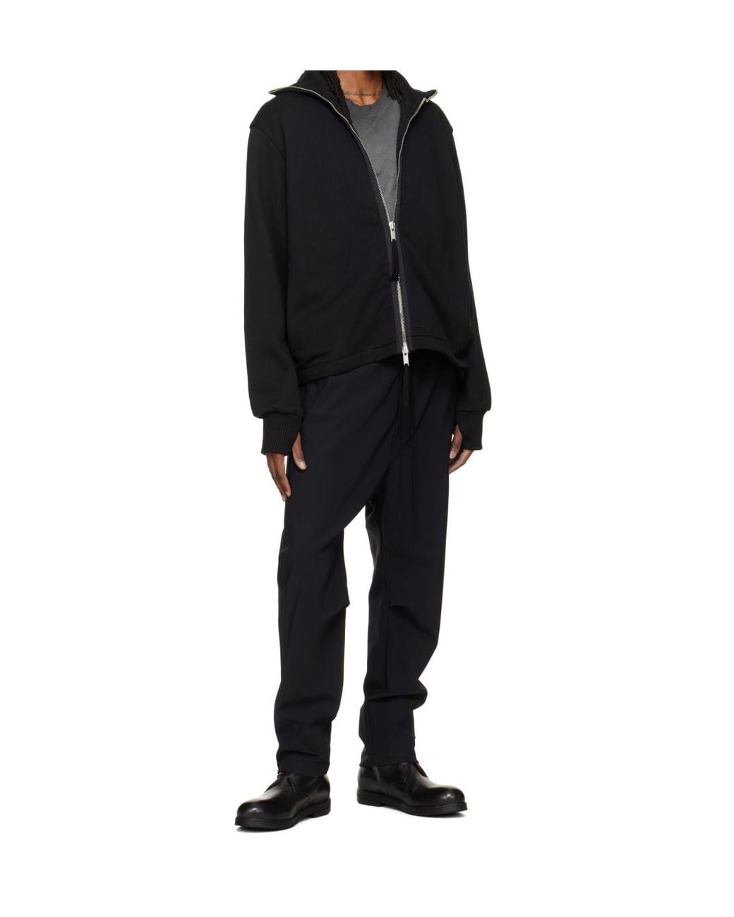 Thom Krom Black Ribbed Cuff Hooded Jacket for men