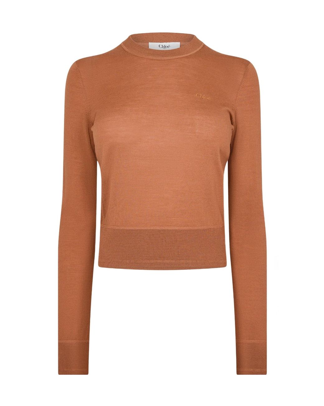 Chloé Brown Retro Long-Sleeved Top