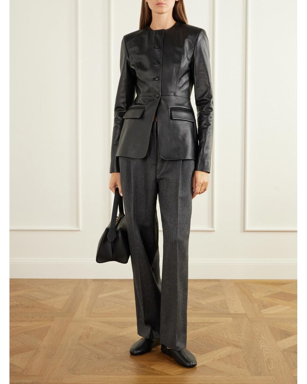 TOVE Black Jed Paneled Leather Jacket