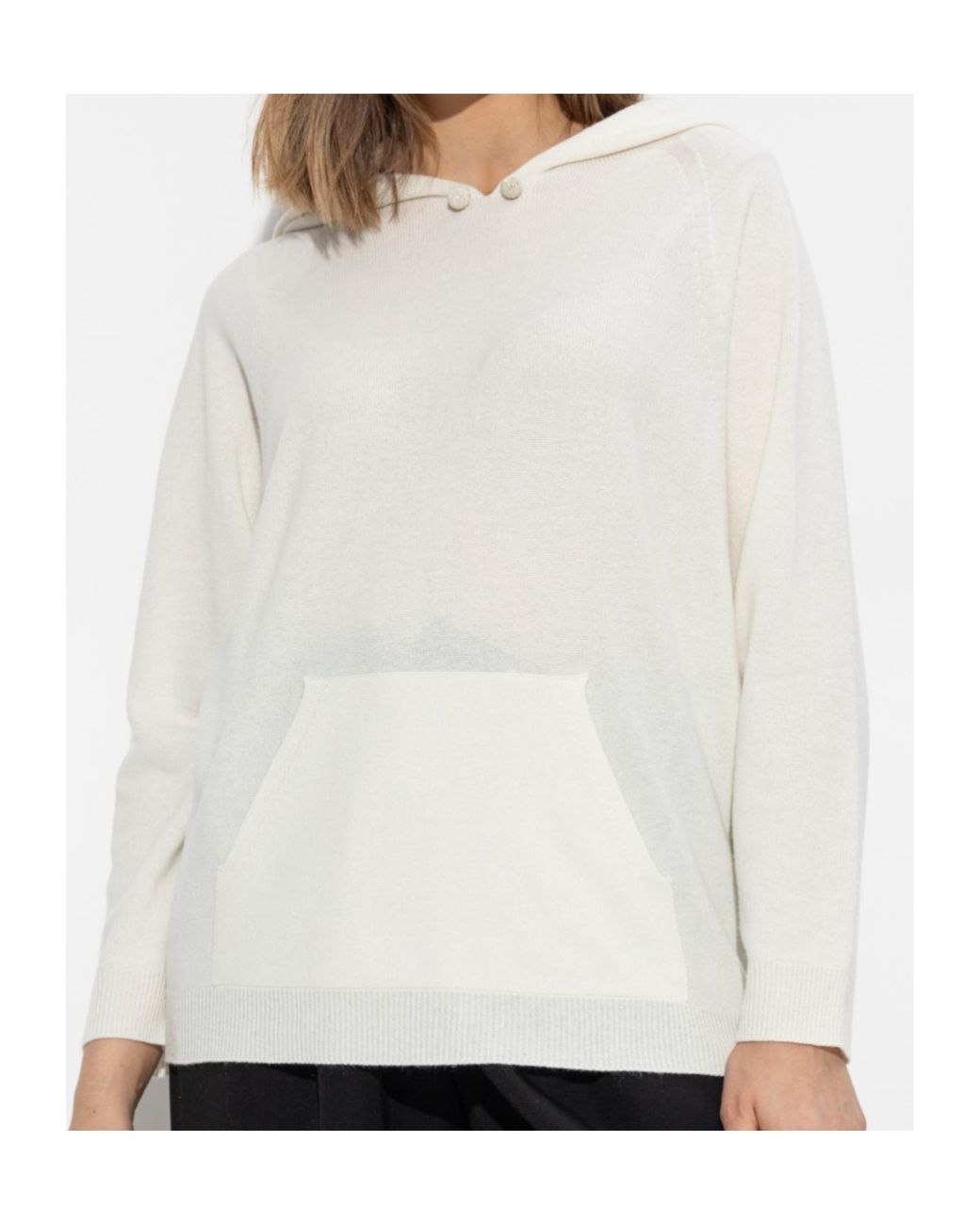 Fabiana Filippi White Ball Pin Embellished Hooded Jumper