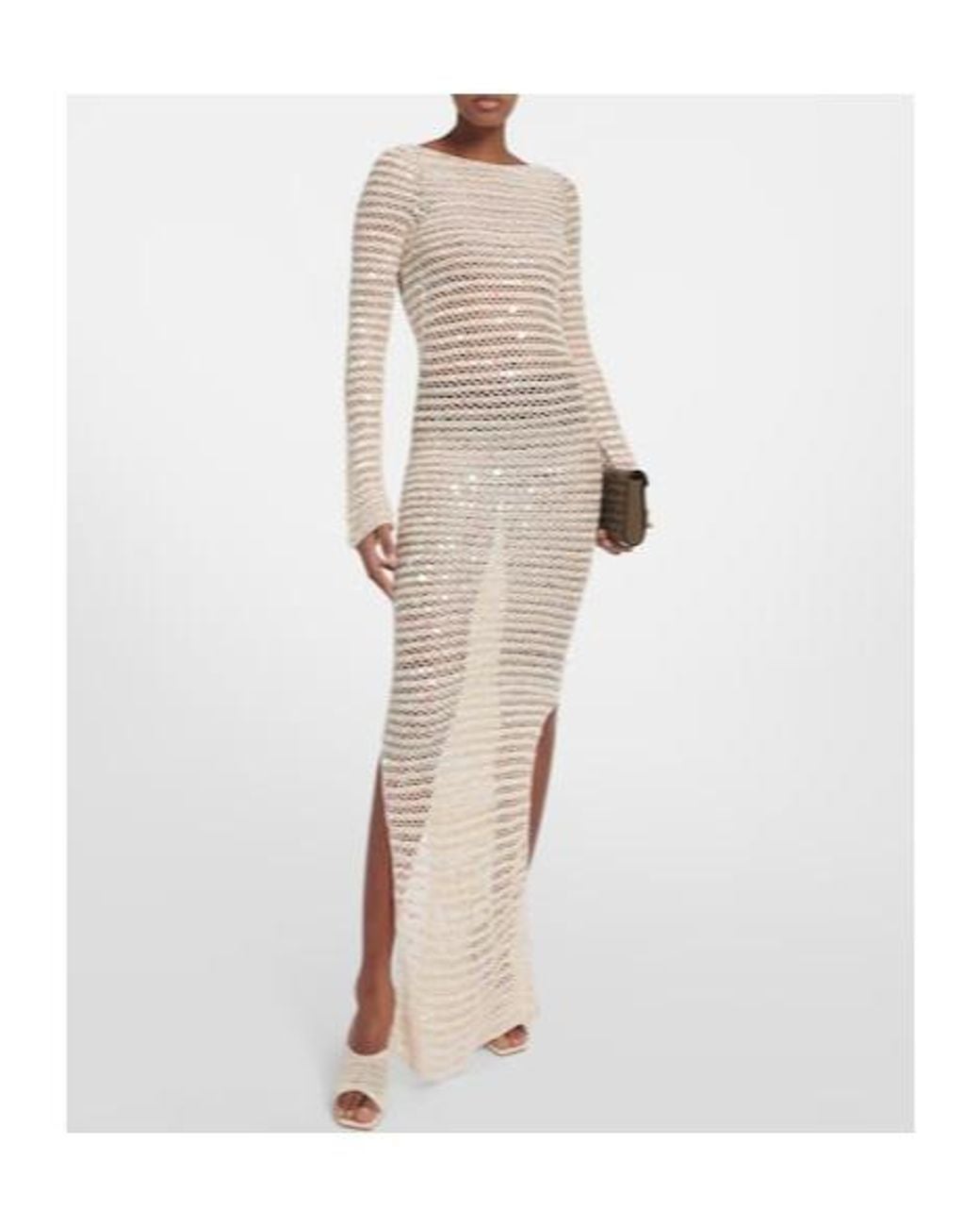 AYA MUSE White Sequined Maxi Dress