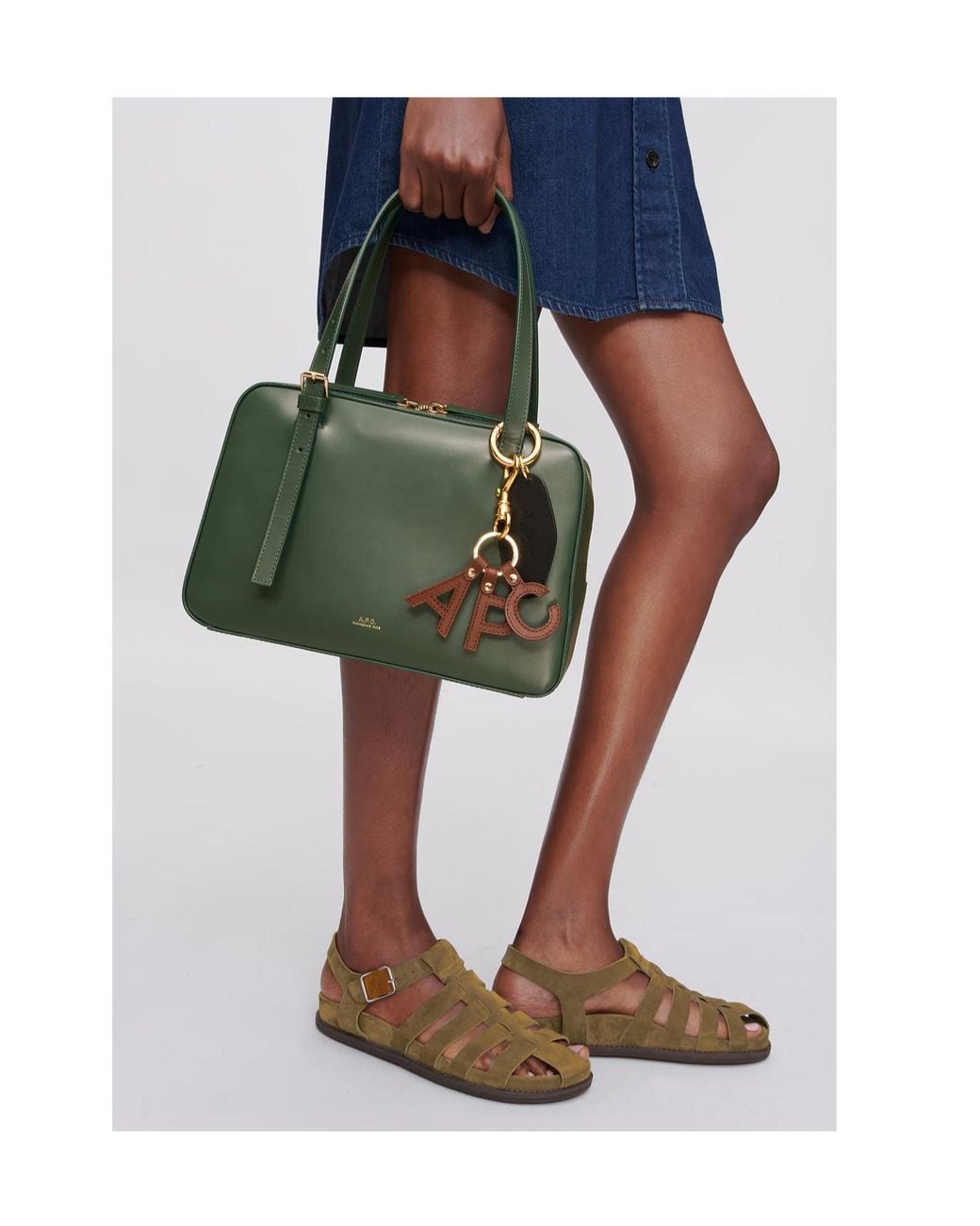 A.P.C. Green Virginie Logo Printed Crossbody Bag