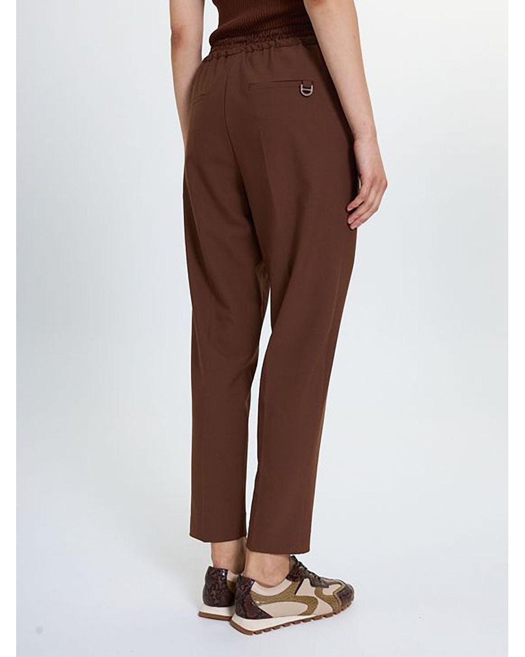Marella Brown Casual Pants With An Elastic Waistband
