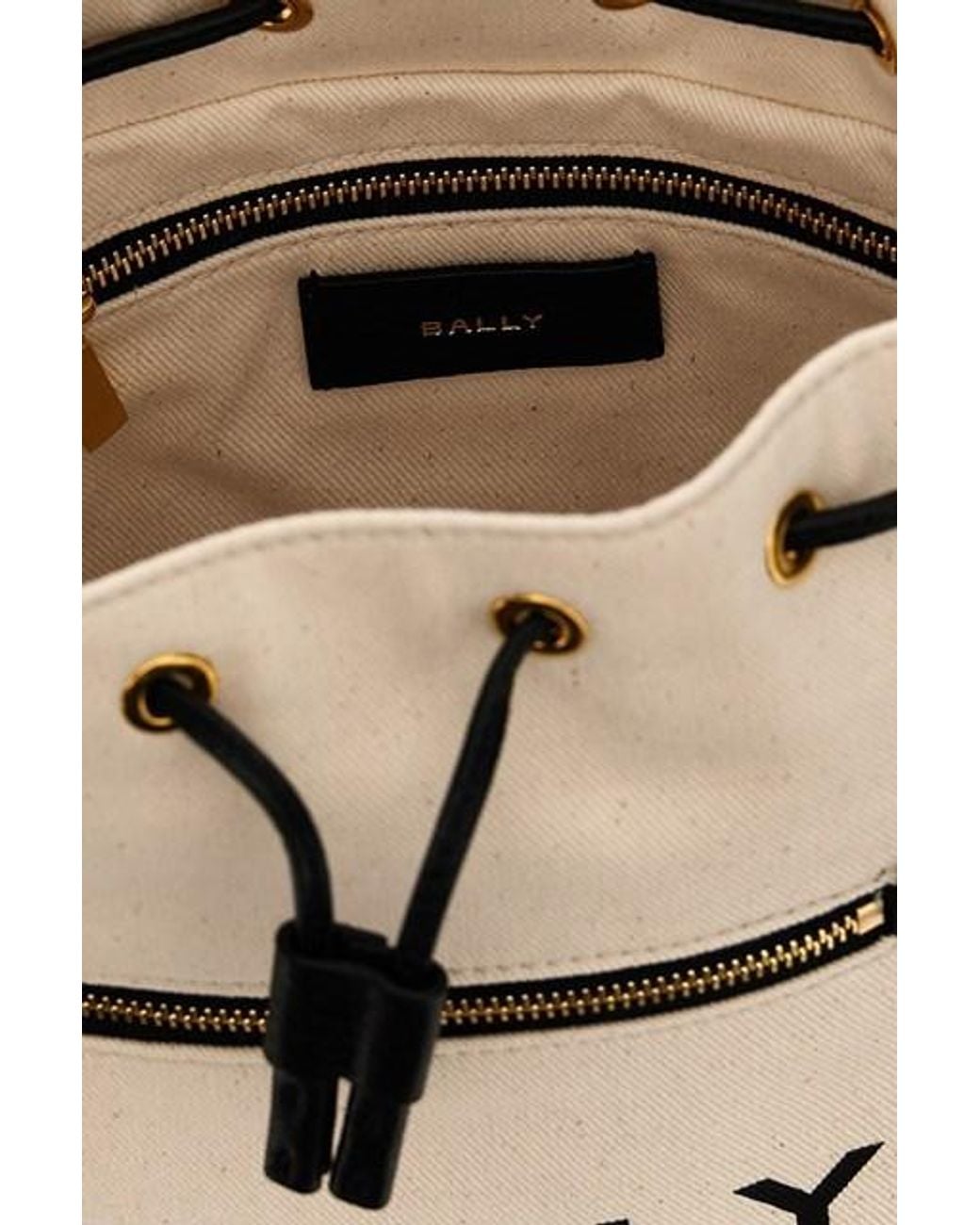 Bally Metallic Logo Printed Bar Mini Bucket Bag