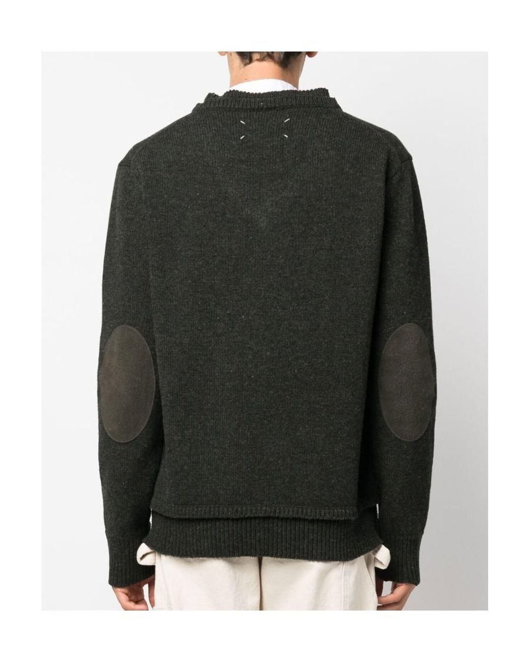 Maison Margiela Black Elbow Patch Sweater for men