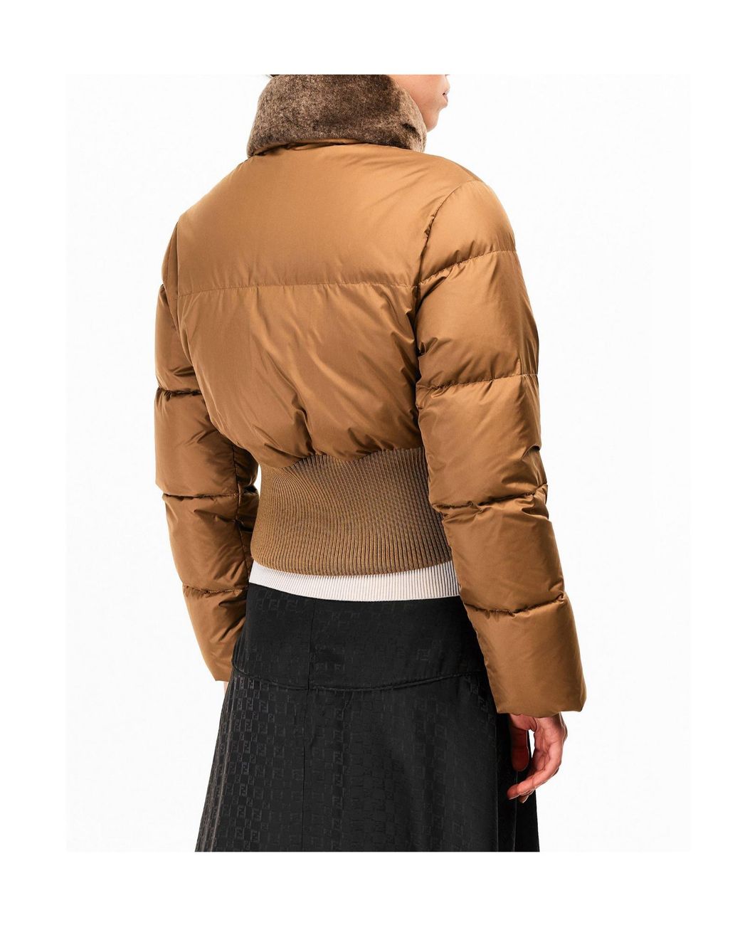 Fendi Brown Quilted Cropped Puffer Jacket
