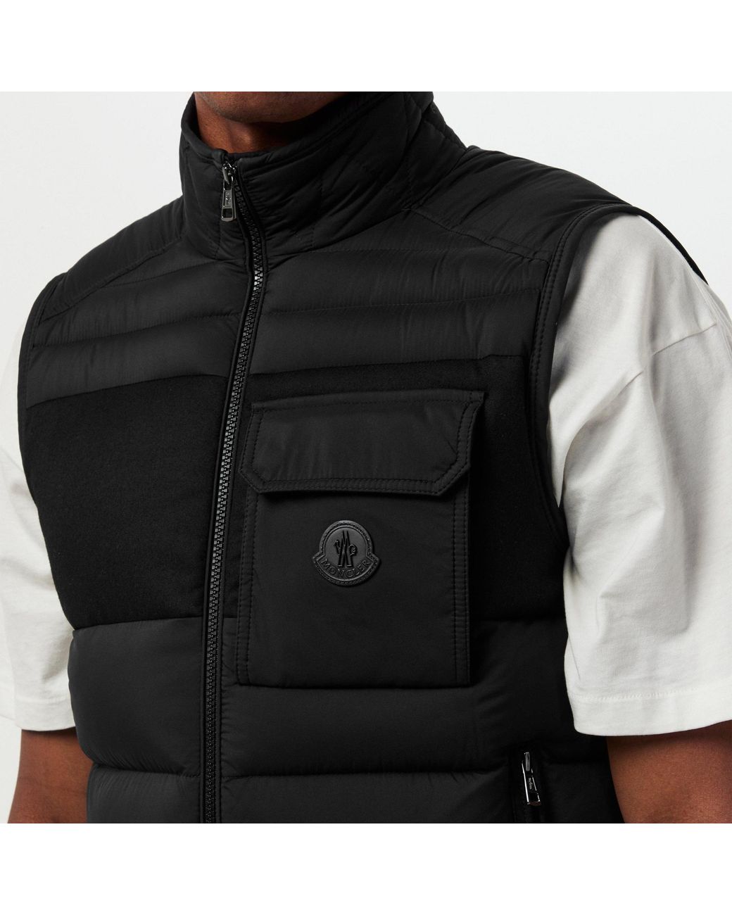 Moncler Black Stand-Collar Quilted Down Vest for men