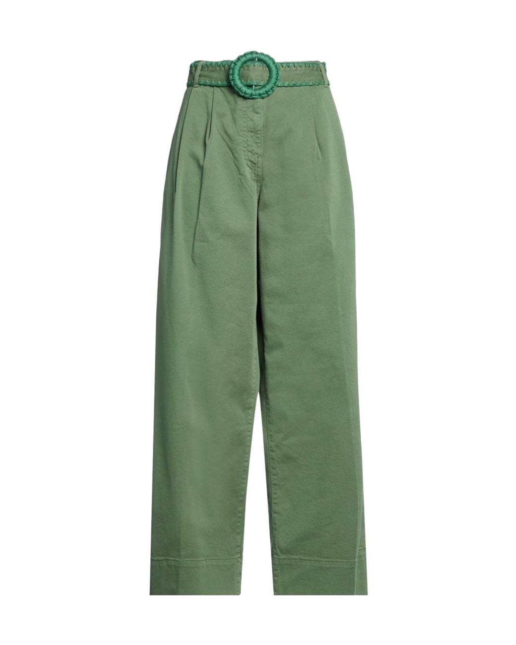 Farm Rio Green Casual Pants With Belt Loops