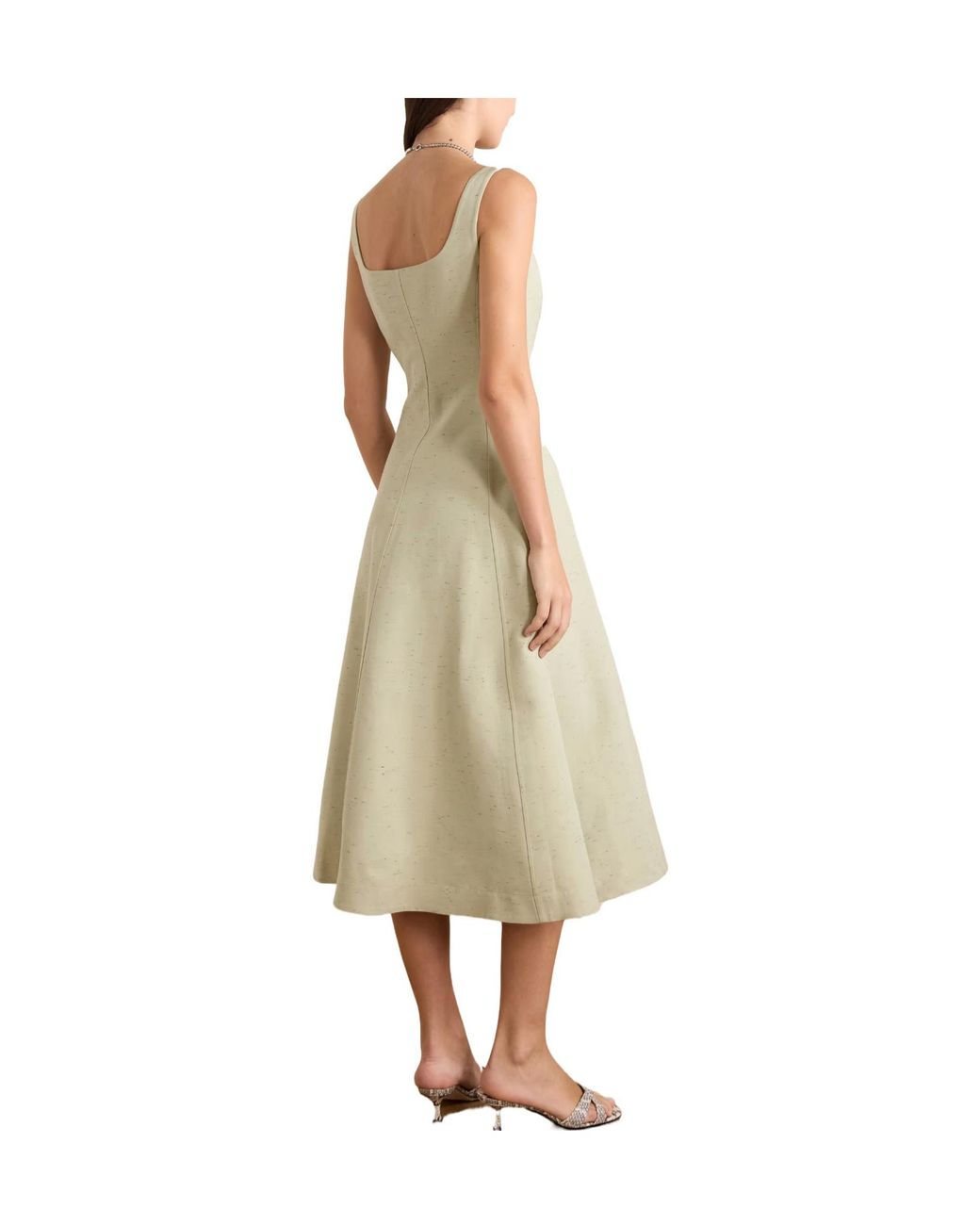 Altuzarra White Orrie Button-Embellished Cotton-Blend Midi Dress