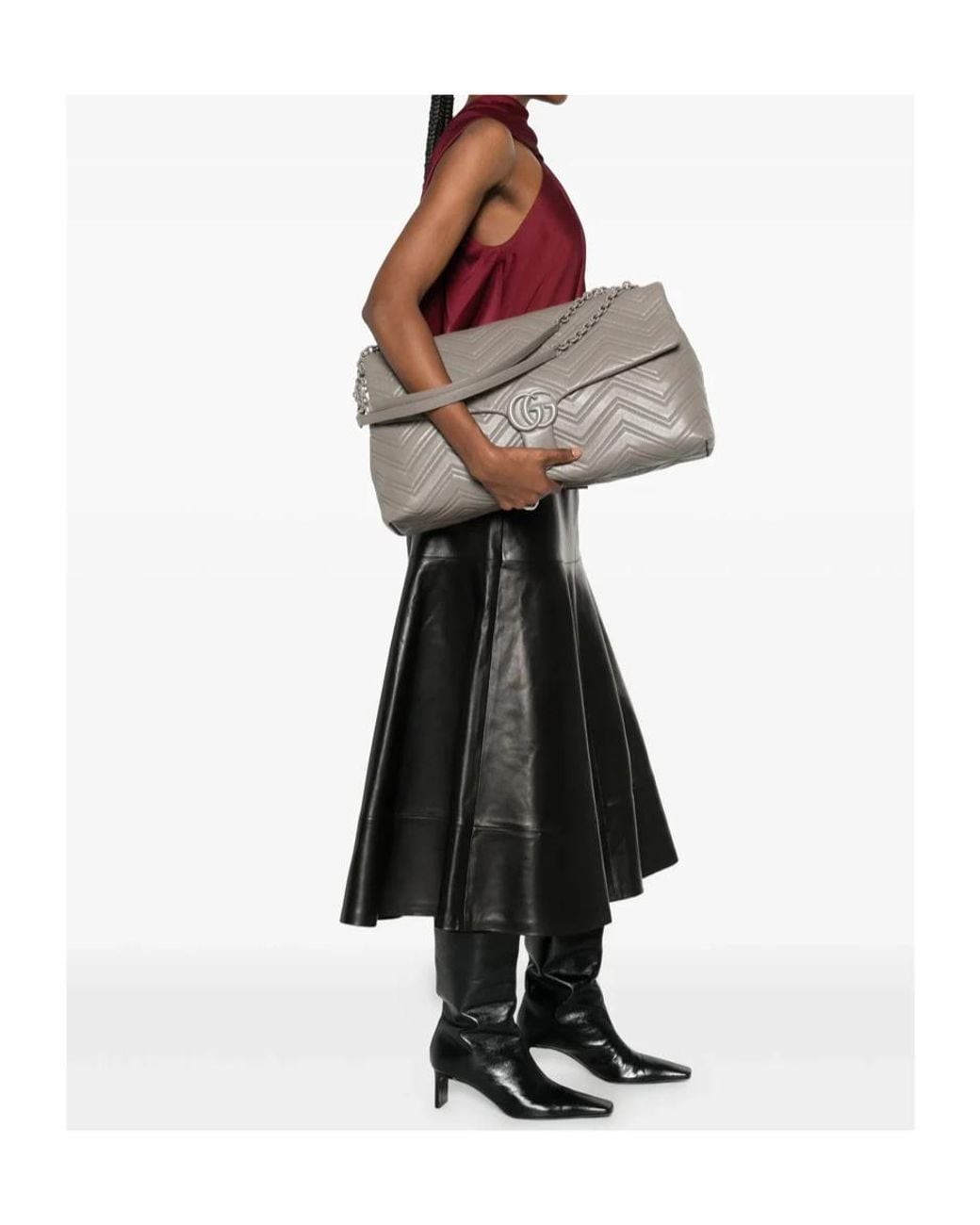 Gucci Gray Gg Marmont Maxi Shoulder Bag