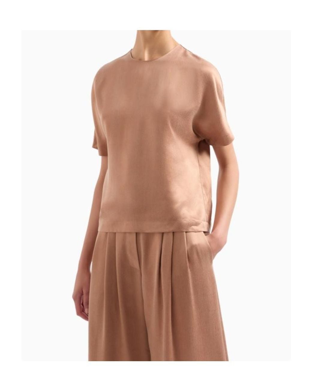 Giorgio Armani Natural Cupro And Viscose Crew-Neck Blouse