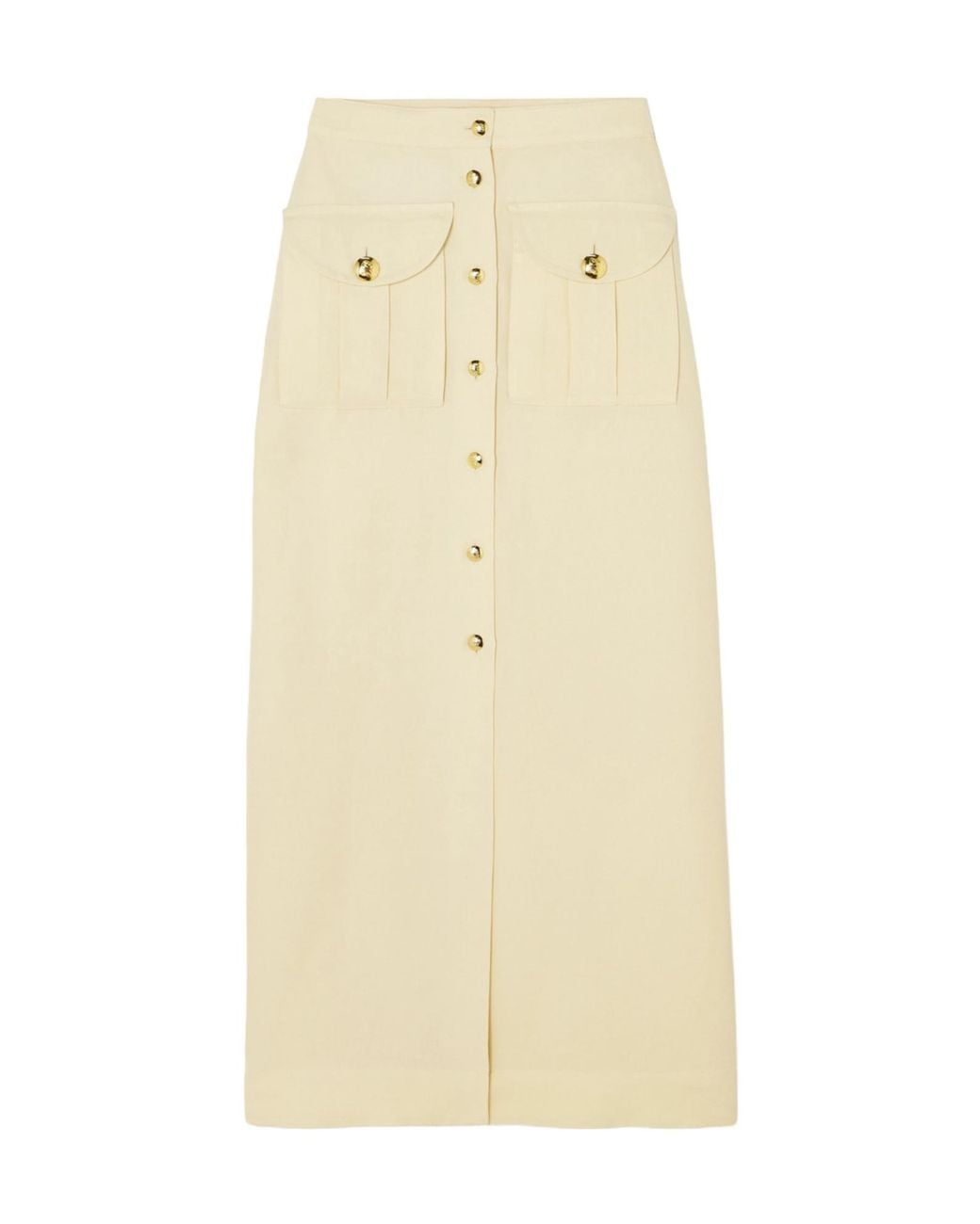 Blazé Milano Natural Silk-Blend Twill Midi Skirt