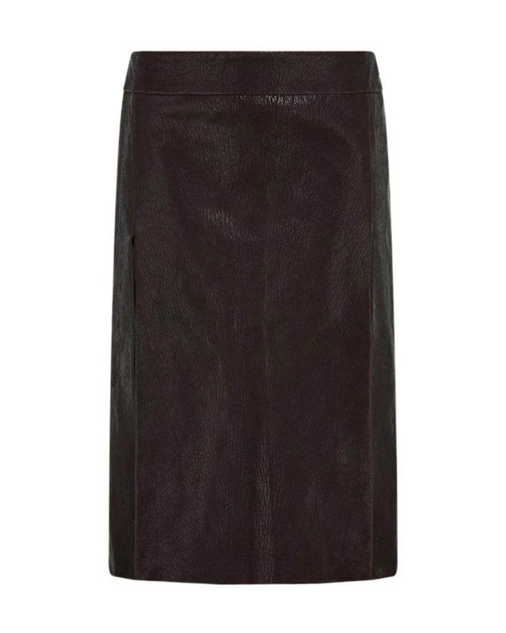 Ferragamo Black Midi Leather Skirt