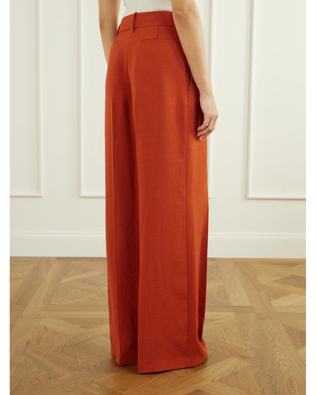 Galvan Red High-Waisted Straight-Leg Pants