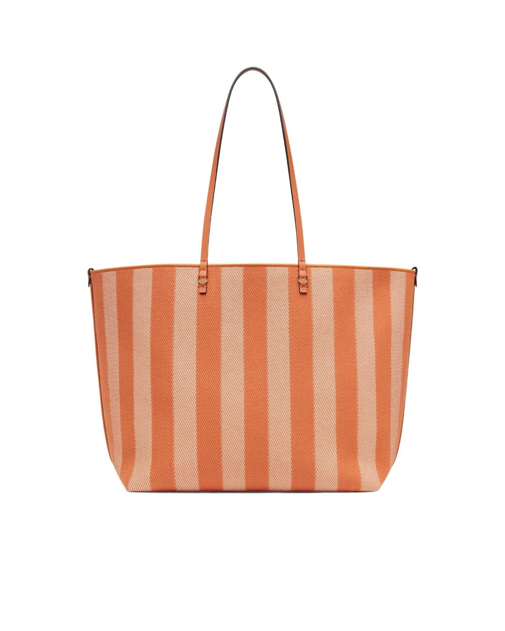 Fendi Orange Roll Striped Large Reversible Tote Bag