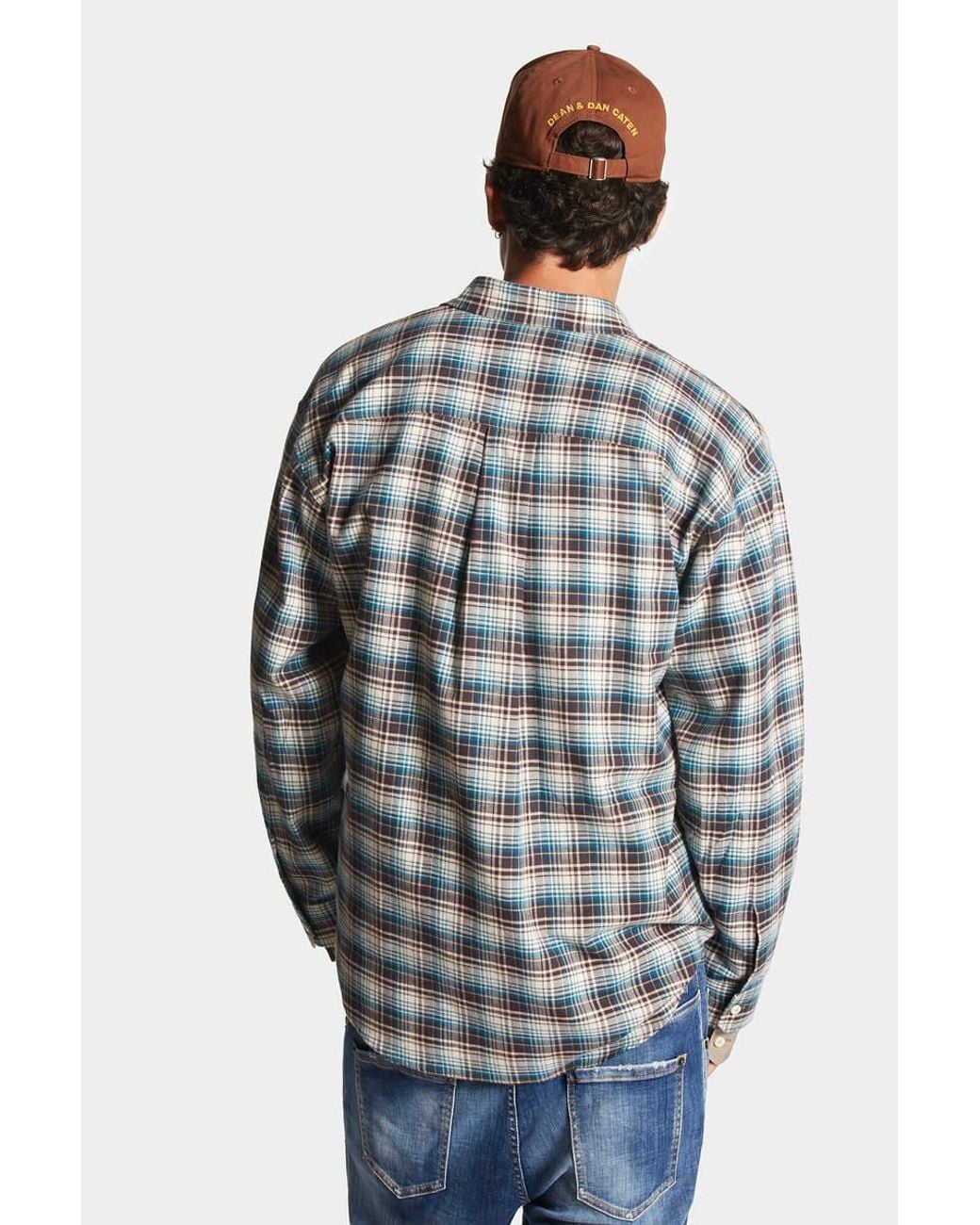 DSquared² Gray Checked Long-Sleeved Shirt for men