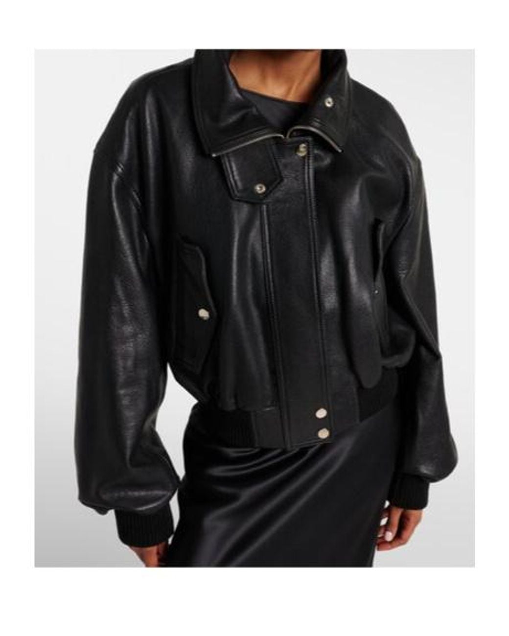 Nour Hammour Black Briar Leather Bomber Jacket