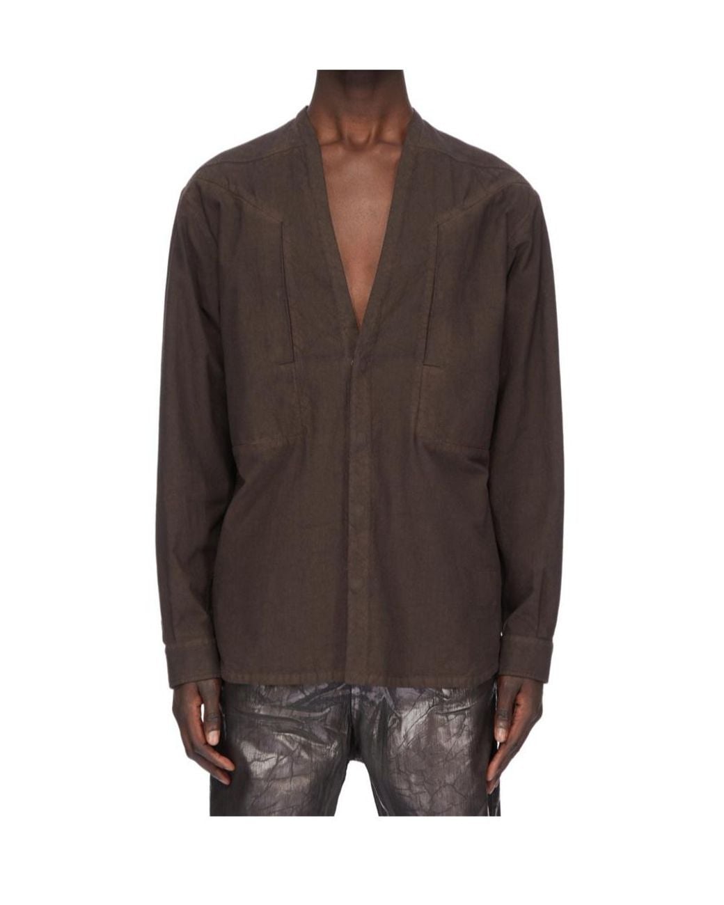 Rick Owens Brown Button-Fastening Cotton Shirt for men
