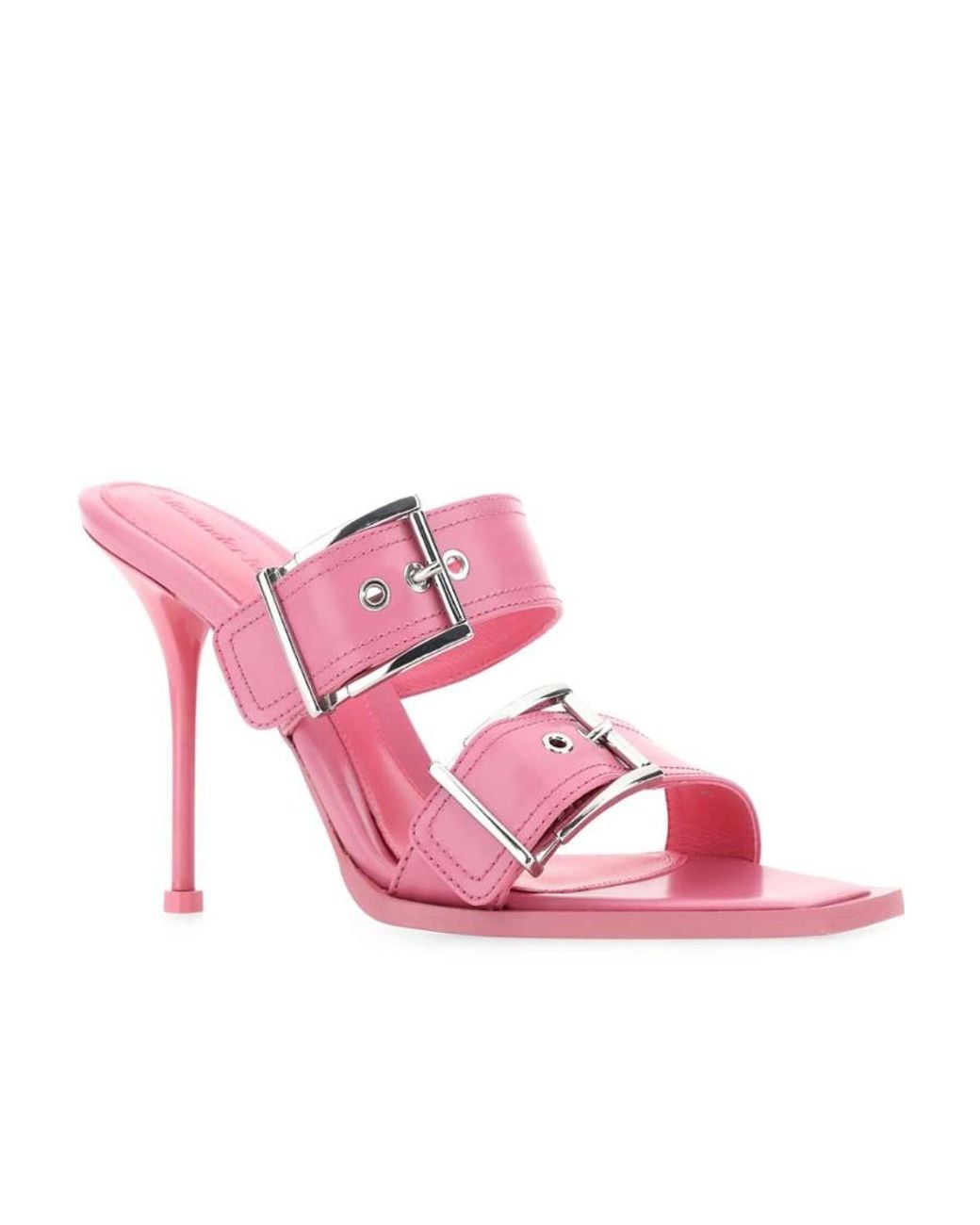 McQueen Pink Buckle Detailed Heeled Sandals