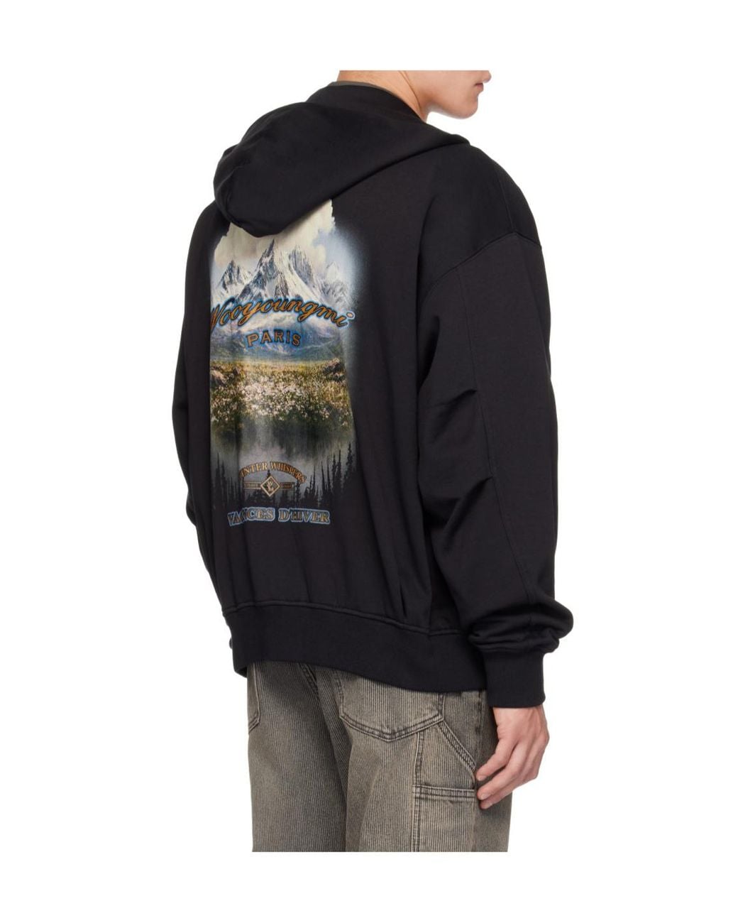 Wooyoungmi Black Scenery Forest-Print Zip-Up Hoodie for men