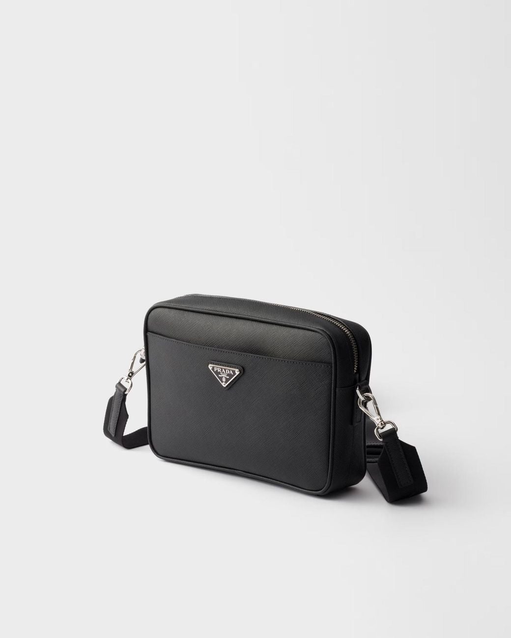 Prada Black Triangle-Logo Zipped Shoulder Bag for men