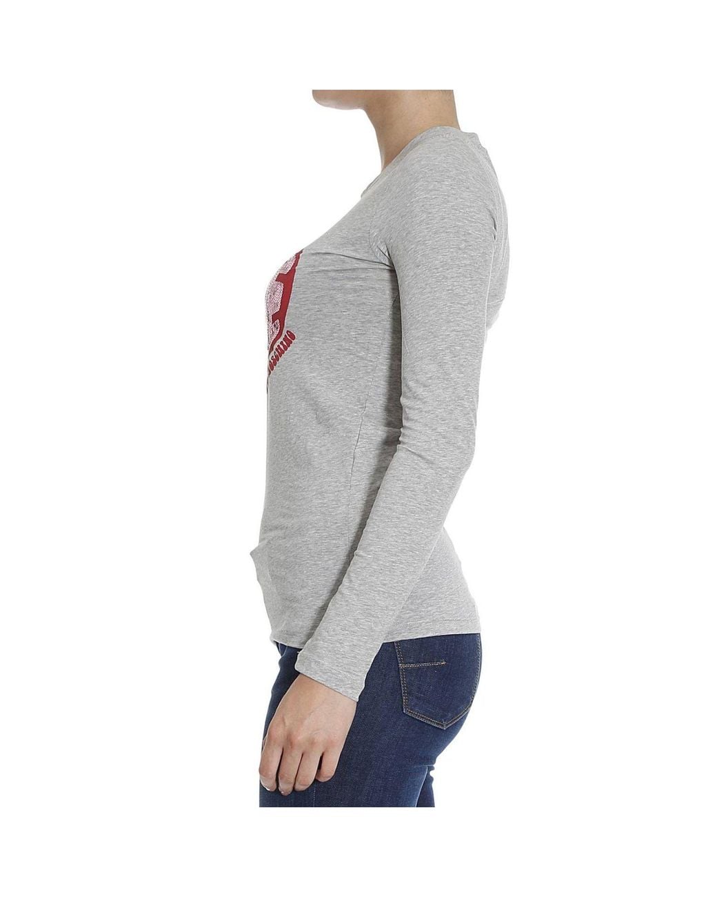Moschino Gray Logo Detail T-Shirt