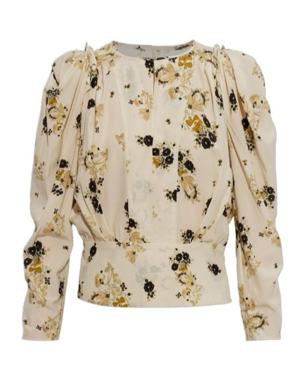 Isabel Marant Multicolor Zarga Floral-Print Puffed-Sleeve Blouse