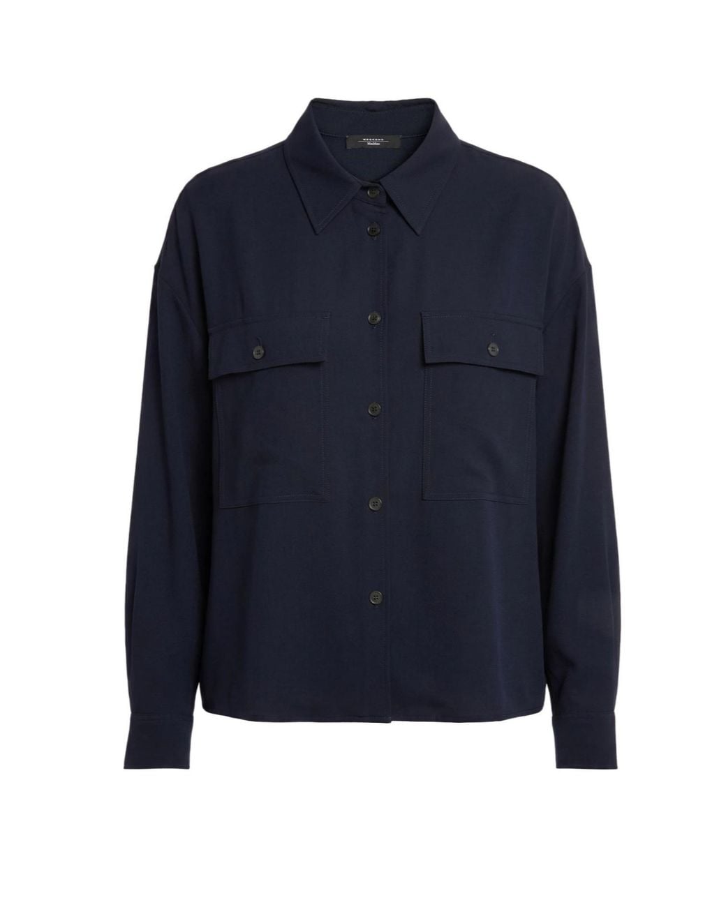 Weekend by Maxmara Blue Solid-Colored Twill Shirt
